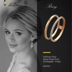 GoldDream Gold Doppel Ring Zirkonia weiß Gr.56 333er Rosegold GDR505E56