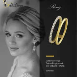 GoldDream Gold Doppel Ring Zirkonia weiß Gr.56 333er Gelbgold GDR505Y56