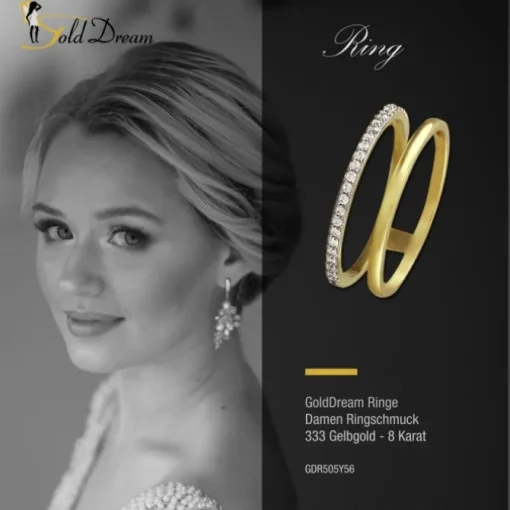 GoldDream Gold Doppel Ring Zirkonia weiß Gr.56 333er Gelbgold GDR505Y56