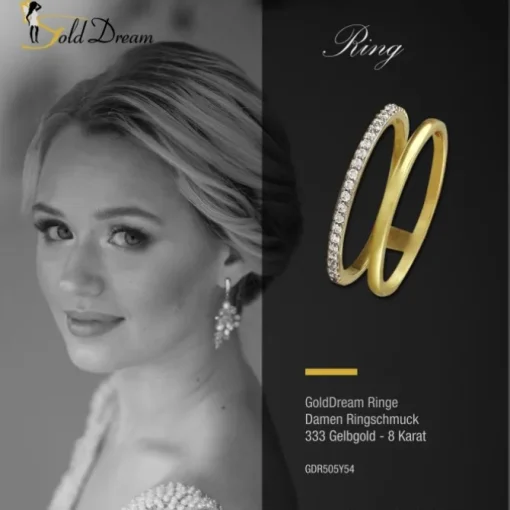 GoldDream Gold Doppel Ring Zirkonia weiß Gr.54 333er Gelbgold GDR505Y54