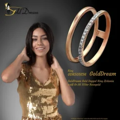 GoldDream Gold Doppel Ring Zirkonia weiß Gr.56 333er Rosegold GDR505E56