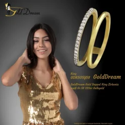 GoldDream Gold Doppel Ring Zirkonia weiß Gr.58 333er Gelbgold GDR505Y58