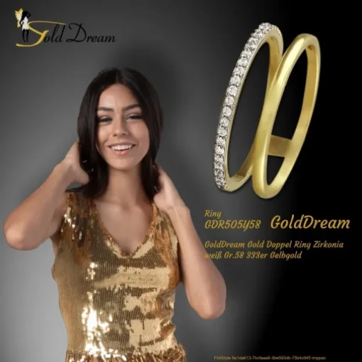 GoldDream Gold Doppel Ring Zirkonia weiß Gr.58 333er Gelbgold GDR505Y58