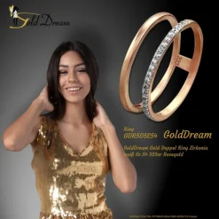 GoldDream Gold Doppel Ring Zirkonia weiß Gr.54 333er Rosegold GDR505E54