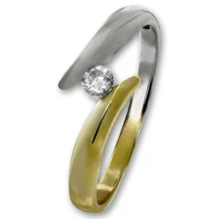 GoldDream Gold Ring Bicolor Zirkonia weiß Gr.58 333er Gelbgold GDR533T58