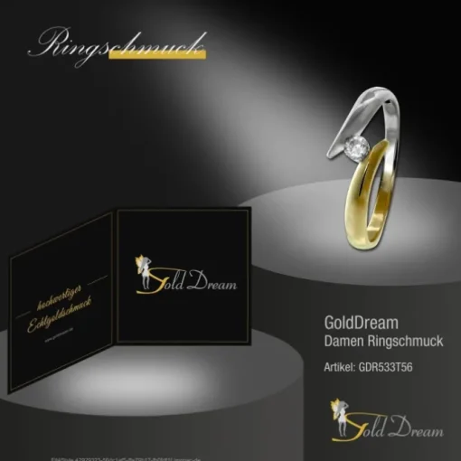 GoldDream Gold Ring Bicolor Zirkonia weiß Gr.56 333er Gelbgold GDR533T56