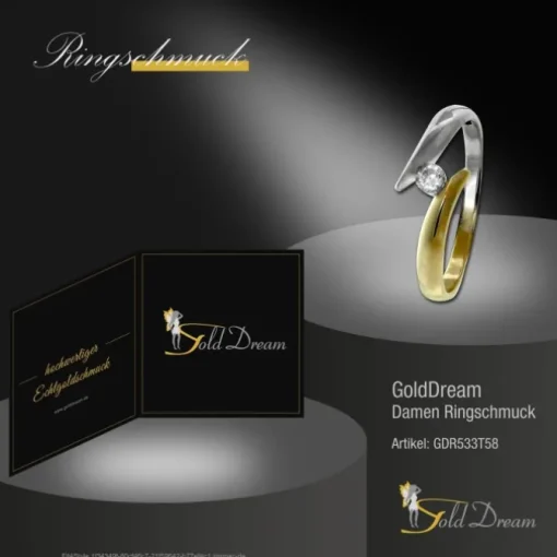 GoldDream Gold Ring Bicolor Zirkonia weiß Gr.58 333er Gelbgold GDR533T58