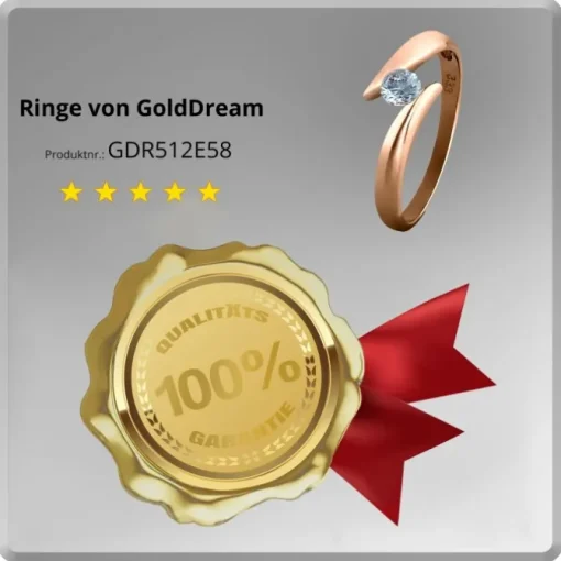 GoldDream Gold Ring Big Zirkonia weiß Gr.58 333er Rosegold GDR512E58