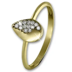 GoldDream Gold Ring Blatt Zirkonia weiß Gr.56 333er Gelbgold GDR506Y56