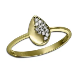 GoldDream Gold Ring Blatt Zirkonia weiß Gr.58 333er Gelbgold GDR506Y58