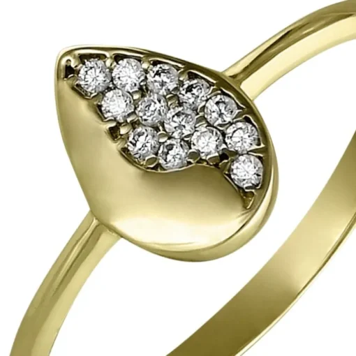 GoldDream Gold Ring Blatt Zirkonia weiß Gr.56 333er Gelbgold GDR506Y56