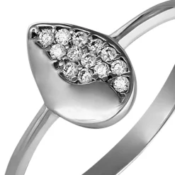GoldDream Gold Ring Blatt Zirkonia weiß Gr.54 333er Weißgold GDR506J54