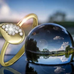 GoldDream Gold Ring Blatt Zirkonia weiß Gr.54 333er Gelbgold GDR506Y54