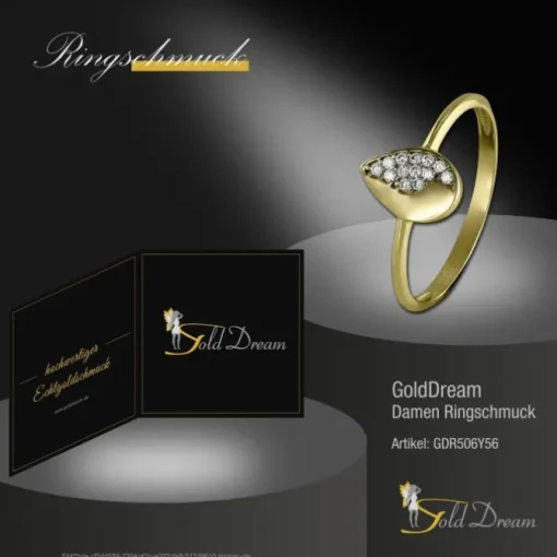 GoldDream Gold Ring Blatt Zirkonia weiß Gr.56 333er Gelbgold GDR506Y56
