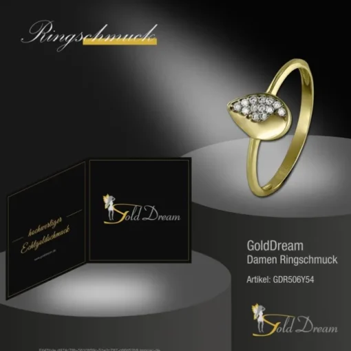 GoldDream Gold Ring Blatt Zirkonia weiß Gr.54 333er Gelbgold GDR506Y54