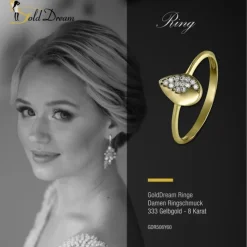 GoldDream Gold Ring Blatt Zirkonia weiß Gr.60 333er Gelbgold GDR506Y60