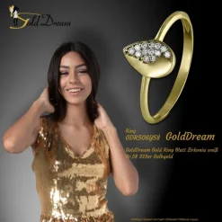 GoldDream Gold Ring Blatt Zirkonia weiß Gr.58 333er Gelbgold GDR506Y58