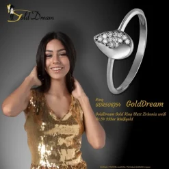 GoldDream Gold Ring Blatt Zirkonia weiß Gr.54 333er Weißgold GDR506J54