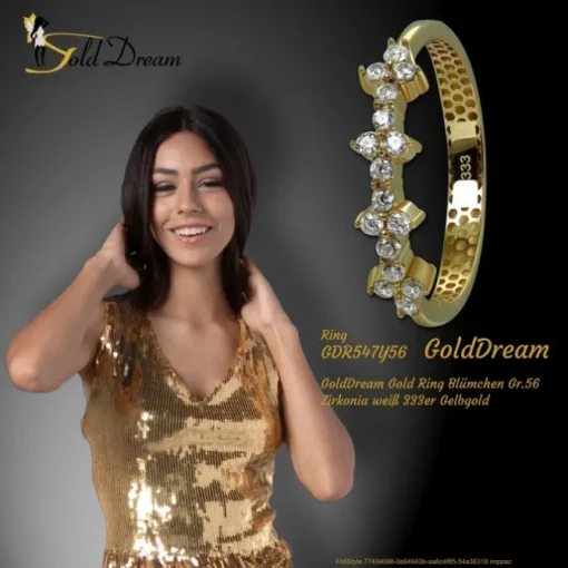 GoldDream Gold Ring Blümchen Gr.56 Zirkonia weiß 333er Gelbgold GDR547Y56
