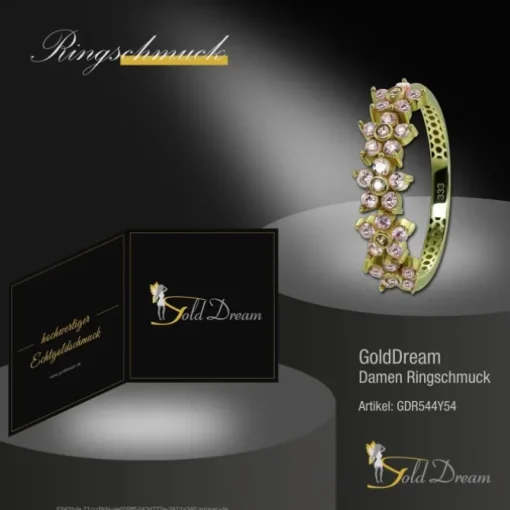 GoldDream Gold Ring Blumen Gr.54 Zirkonia rosa 333er Gelbgold GDR544Y54