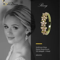 GoldDream Gold Ring Blumen Gr.58 Zirkonia rosa 333er Gelbgold GDR544Y58