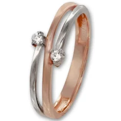 GoldDream Gold Ring Boho zweifarbig Zirkonia Gr.54 333er Rosegold GDR532E54