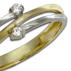 GoldDream Gold Ring Boho zweifarbig Zirkonia Gr.60 333er Gold GDR532T60