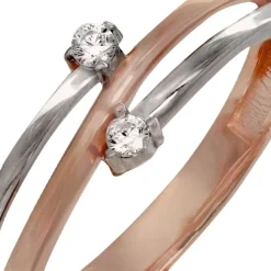 GoldDream Gold Ring Boho zweifarbig Zirkonia Gr.60 333er Rosegold GDR532E60