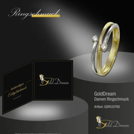 GoldDream Gold Ring Boho zweifarbig Zirkonia Gr.60 333er Gold GDR532T60