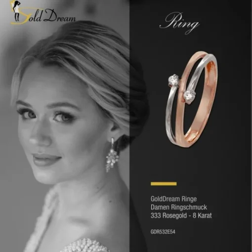 GoldDream Gold Ring Boho zweifarbig Zirkonia Gr.54 333er Rosegold GDR532E54