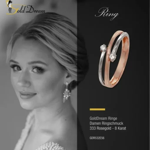 GoldDream Gold Ring Boho zweifarbig Zirkonia Gr.56 333er Rosegold GDR532E56