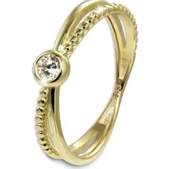 GoldDream Gold Ring Crossed Gr.56 Zirkonia weiß 333er Gelbgold GDR548Y56