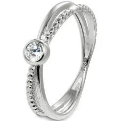 GoldDream Gold Ring Crossed Gr.54 Zirkonia weiß 333er Weißgold GDR548J54
