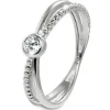GoldDream Gold Ring Crossed Gr.56 Zirkonia weiß 333er Weißgold GDR548J56