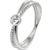GoldDream Gold Ring Crossed Gr.60 Zirkonia weiß 333er Weißgold GDR548J60