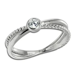 GoldDream Gold Ring Crossed Gr.54 Zirkonia weiß 333er Weißgold GDR548J54