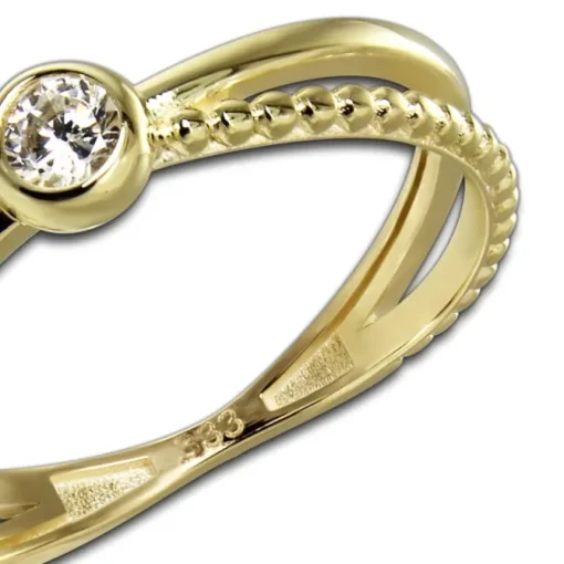 GoldDream Gold Ring Crossed Gr.58 Zirkonia weiß 333er Gelbgold GDR548Y58