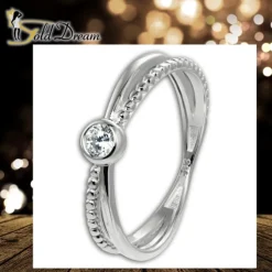 GoldDream Gold Ring Crossed Gr.54 Zirkonia weiß 333er Weißgold GDR548J54