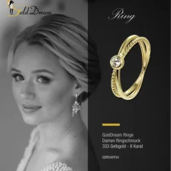 GoldDream Gold Ring Crossed Gr.54 Zirkonia weiß 333er Gelbgold GDR548Y54