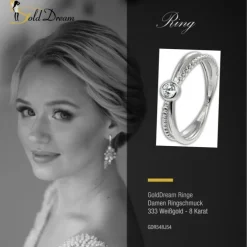 GoldDream Gold Ring Crossed Gr.54 Zirkonia weiß 333er Weißgold GDR548J54