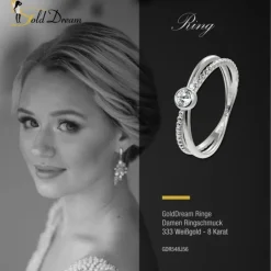 GoldDream Gold Ring Crossed Gr.56 Zirkonia weiß 333er Weißgold GDR548J56