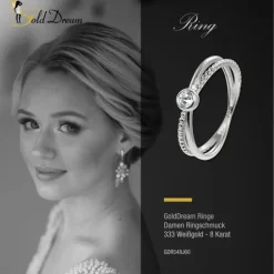 GoldDream Gold Ring Crossed Gr.60 Zirkonia weiß 333er Weißgold GDR548J60