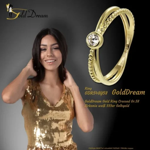 GoldDream Gold Ring Crossed Gr.58 Zirkonia weiß 333er Gelbgold GDR548Y58