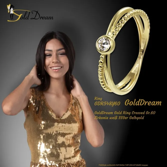 GoldDream Gold Ring Crossed Gr.60 Zirkonia weiß 333er Gelbgold GDR548Y60