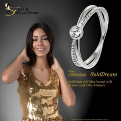 GoldDream Gold Ring Crossed Gr.56 Zirkonia weiß 333er Weißgold GDR548J56