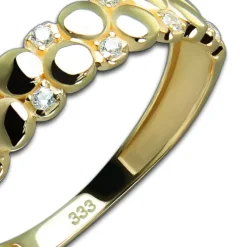 GoldDream Gold Ring Dots Gr.58 Zirkonia weiß 333er Gelbgold GDR538Y58