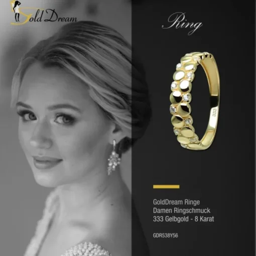 GoldDream Gold Ring Dots Gr.56 Zirkonia weiß 333er Gelbgold GDR538Y56