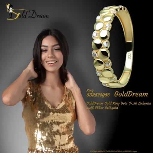 GoldDream Gold Ring Dots Gr.56 Zirkonia weiß 333er Gelbgold GDR538Y56