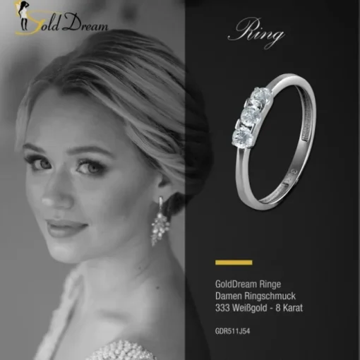 GoldDream Gold Ring 3er Zirkonia weiß Gr.54 333er Weißgold GDR511J54