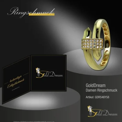GoldDream Gold Ring Glamour Gr.58 Zirkonia weiß 333er Gelbgold GDR546Y58